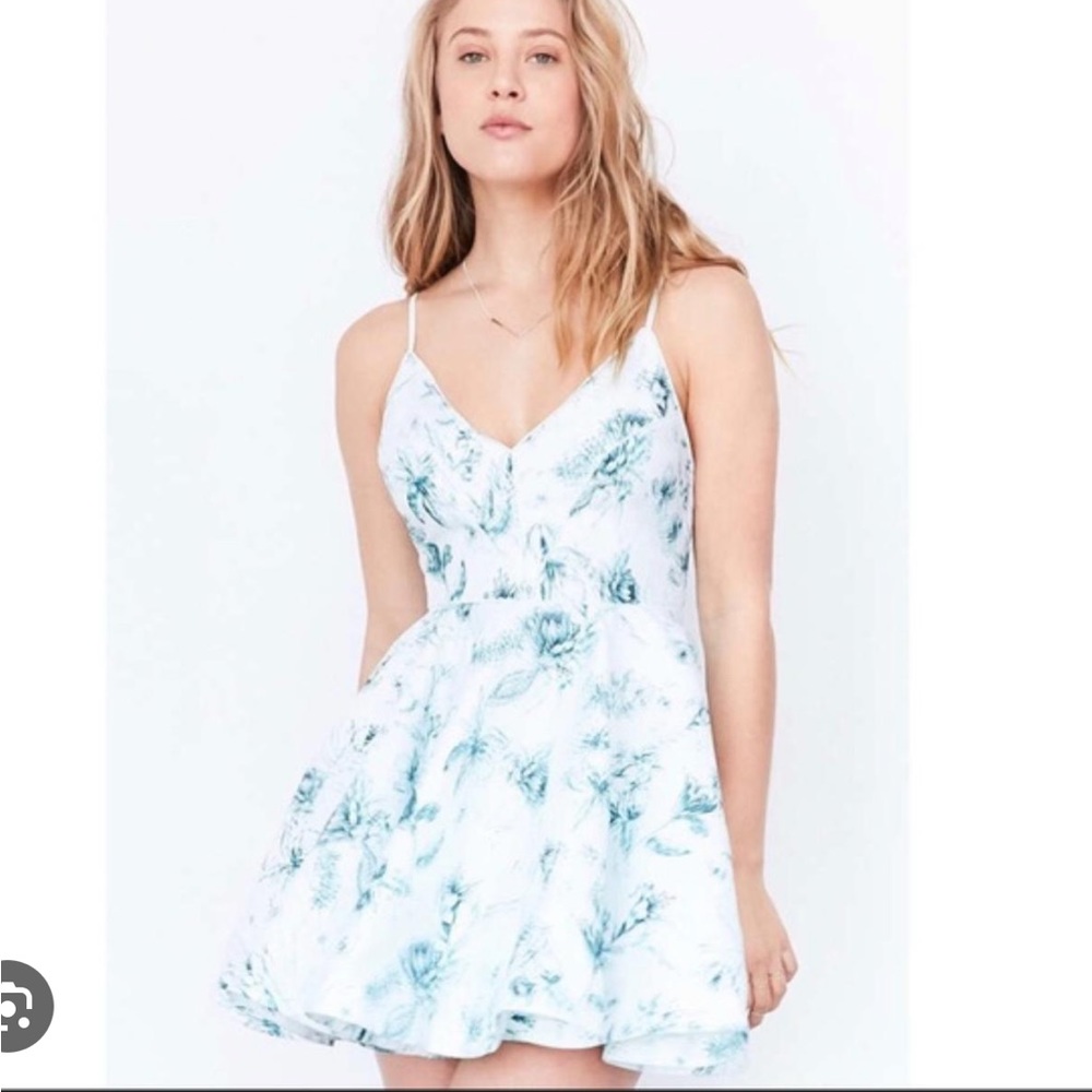 Silence + Noise Hologram Fit and Flare Dress Blue